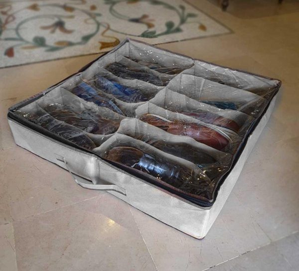 12 Grids Dust-proof Underbed Shoe Storage Organizer