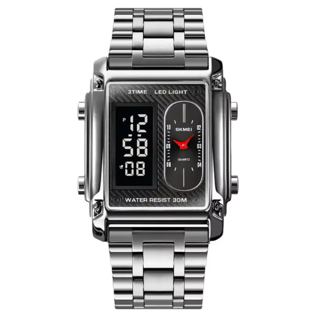 Digital Unique Men Chrono Relogio Fashion Electronic Stainless Steel Watches