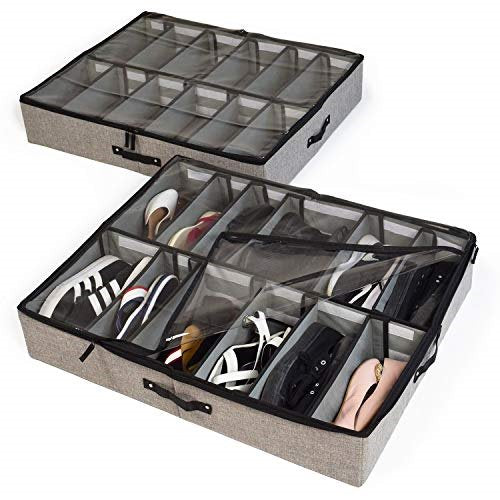 12 Grids Dust-proof Underbed Shoe Storage Organizer