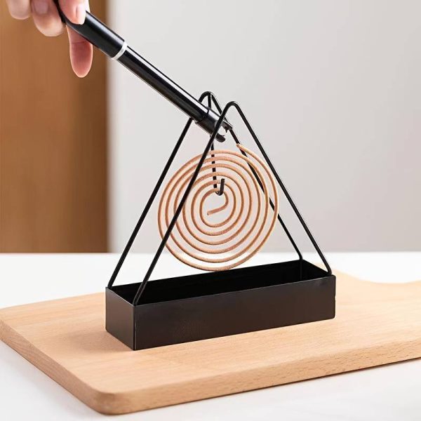 1pc Simple Triangle-shaped Iron Mosquito Coil Holder Creative Hanging Or Standing Incense Burner (random Color)