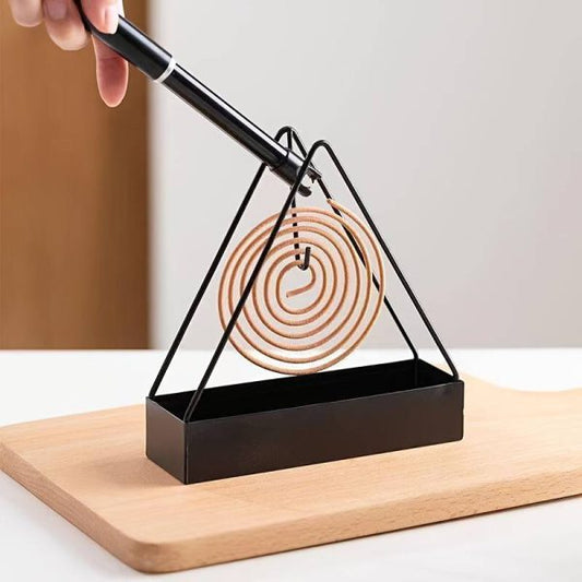 1pc Simple Triangle-shaped Iron Mosquito Coil Holder Creative Hanging Or Standing Incense Burner (random Color)