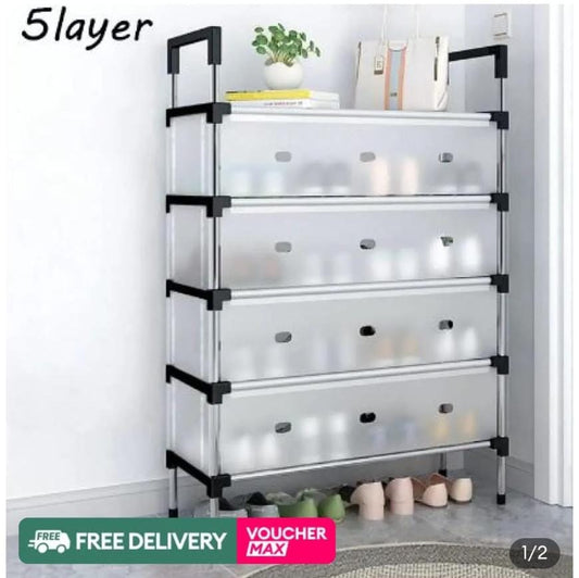 Product details of 5 Layer Shoe Rack Stainless Steel Stackable Shoe Rack Organizer with Cover