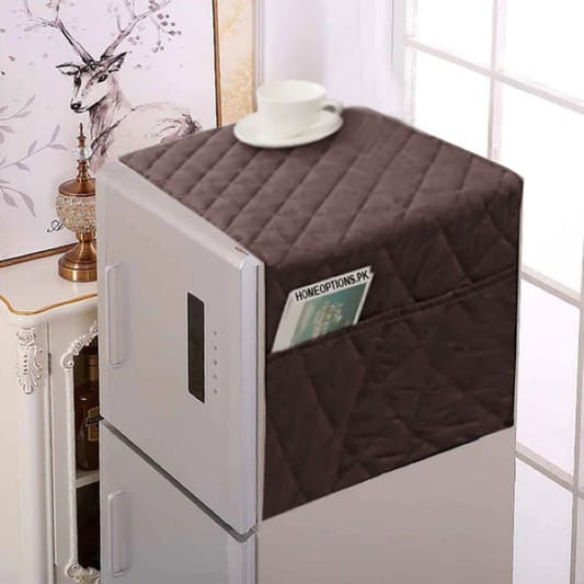 Quilted Printed/plain Fridge Cover ₨565
