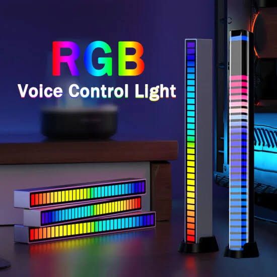 Rgb Voice Control Led Light Bar – Rechargeable (white Color)